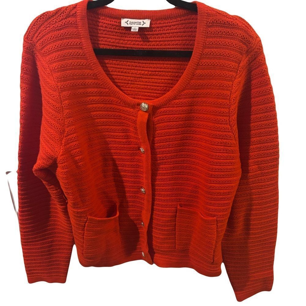 Nanette Lepore Vibrant Red Cardigan size L NWOT